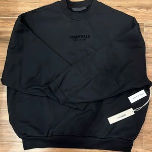 FEAR OF GOD ESSENTIALS Jet Black Crew Neck Sweatshirt